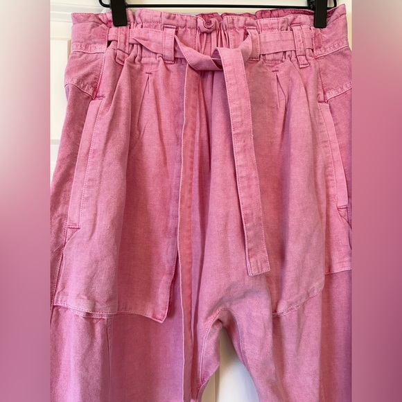 Free People Sky Rider Straight-Leg Pants Oversized Rosebloom Low Rise Size XS - Picture 11 of 12